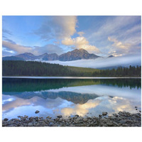 Pyramid Mountain and boreal forest reflected in Patricia Lake, Jasper National Park, Alberta, Canada-Paper Art-22"x18"