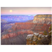 Full moon over the Grand Canyon at sunset as seen from Pima Point, Grand Canyon National Park, Arizona-Paper Art-18"x14"