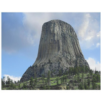 Devil's Tower National Monument showing famous basalt tower, sacred site for Native Americans, Wyoming-Paper Art-18&quotx14"