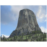 Devil's Tower National Monument showing famous basalt tower, sacred site for Native Americans, Wyoming-Paper Art-42"x32"