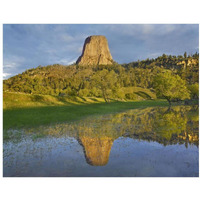 Devil's Tower National Monument showing famous basalt tower, sacred site for Native Americans, Wyoming-Paper Art-18"x14"