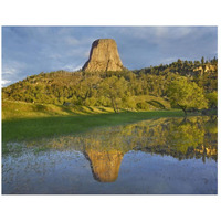 Devil's Tower National Monument showing famous basalt tower, sacred site for Native Americans, Wyoming-Paper Art-26"x20"