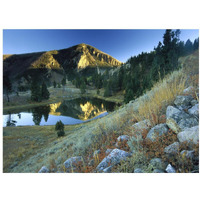 Bunsen Peak, an ancient volcano cone, reflected in lake, near Mammoth, Yellowstone National Park, Wyoming-Paper Art-18"x14"