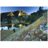 Bunsen Peak, an ancient volcano cone, reflected in lake, near Mammoth, Yellowstone National Park, Wyoming-Paper Art-42"x32"