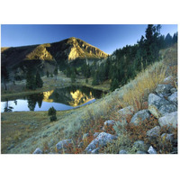 Bunsen Peak, an ancient volcano cone, reflected in lake, near Mammoth, Yellowstone National Park, Wyoming-Paper Art-50"x38"