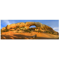 Wilson Arch with a span of 91 feet and height of 46 feet, made of entrada sandstone, Utah-Paper Art-38"x14"