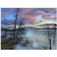 Steam rising from travertine formations, Minerva Terrace, Mammoth Hot Springs, Yellowstone National Park, Wyoming-Paper Art-18"x14"