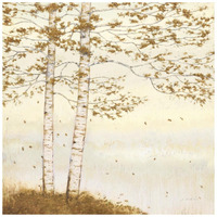 Golden Birch I Off White -Paper Art-20"x20"