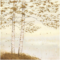 Golden Birch I Off White -Paper Art-32"x32"