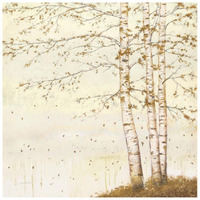 Golden Birch II Off White -Paper Art-26"x26"