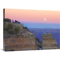 Tourists enjoying sunset and rising full moon at Yaki Point, Grand Canyon National Park, Arizona-Canvas Art-32"x24"