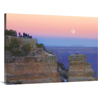 Tourists enjoying sunset and rising full moon at Yaki Point, Grand Canyon National Park, Arizona-Canvas Art-40"x30"