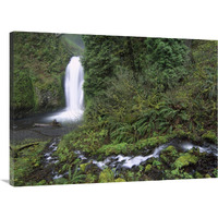 Multnomah Falls cascading through temperate rainforest, Columbia River Gorge near Portland, Oregon-Canvas Art-40"x30"