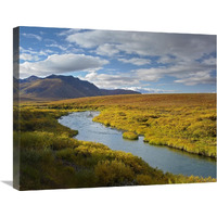 North Klondike River flowing through tundra beneath the Ogilvie Mountains, Yukon Territory, Canada-Canvas Art-28"x22"