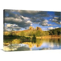 Cathedral Rock reflected in Oak Creek at Red Rock crossing, Red Rock State Park near Sedona, Arizona-Canvas Art-32"x24"