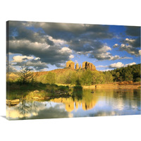 Cathedral Rock reflected in Oak Creek at Red Rock crossing, Red Rock State Park near Sedona, Arizona-Canvas Art-40"x30"