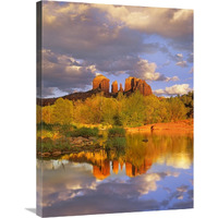 Cathedral Rock reflected in Oak Creek at Red Rock Crossing, Red Rock State Park near Sedona, Arizona-Canvas Art-24"x32"