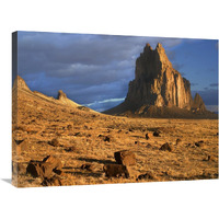 Shiprock, the basalt core of an extinct volcano, tuff-breccia ejected boulders in foreground, New Mexico-Canvas Art-32"x24"