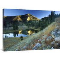 Bunsen Peak, an ancient volcano cone, reflected in lake, near Mammoth, Yellowstone National Park, Wyoming-Canvas Art-40"x30"