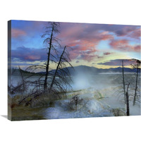 Steam rising from travertine formations, Minerva Terrace, Mammoth Hot Springs, Yellowstone National Park, Wyoming-Canvas Art-32"x24"