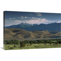 750 foot tall sand dunes rise against the Sangre de Cristo Mountains, Great Sand Dunes National Monument, Colorado-Canvas Art-30"x20"