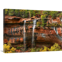 Cascades tumbling 110 feet at Emerald Pools, Zion National Park, Utah-Canvas Art-32"x24"