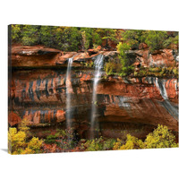 Cascades tumbling 110 feet at Emerald Pools, Zion National Park, Utah-Canvas Art-40"x30"