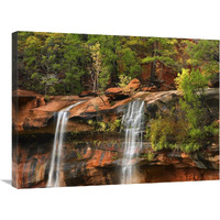 Cascades tumbling 110 feet at Emerald Pools, Zion National Park, Utah-Canvas Art-32"x24"