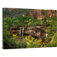 Cascades tumbling 110 feet at Emerald Pools, Zion National Park, Utah-Canvas Art-40"x30"