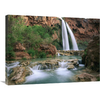 Havasu Creek, lined with Cottonwood trees, Havasu Falls, Grand Canyon, Arizona-Canvas Art-32"x24"