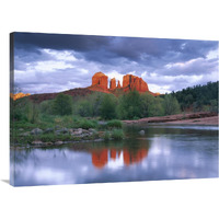 Cathedral Rock reflected in Oak Creek at Red Rock Crossing, Red Rock State Park near Sedona, Arizona-Canvas Art-40"x30"