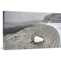 Pleated ice along lake shore in winter, Nova Scotia, Canada-Canvas Art-36"x24"