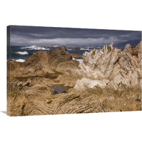 Folded limestone layers, Kaikoura, North Canterbury, New Zealand-Canvas Art-36"x24"