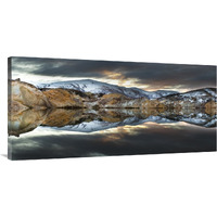 Reflections of cliffs on Blue Lake, St. Bathans, central Otago, New Zealand-Canvas Art-48"x24"