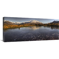 Frozen tarn seen from Mt Sunday near Mt Potts Station, Canterbury, New Zealand-Canvas Art-36"x15.84"