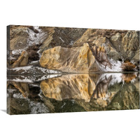 Reflections of clay cliffs in Blue Lake, St. Bathans, central Otago, New Zealand-Canvas Art-36"x24"