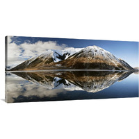 Mountains reflecting in Lake Pearson in winter, Castle Hill Basin, Canterbury, New Zealand-Canvas Art-48&quotx24"