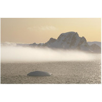 Fog bank hugging foot of icy mountains, Gerlache Strait, Antarctica-Paper Art-50&quotx34"