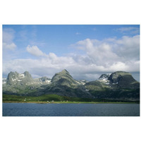 Small farming community along fjord, Seven Sisters range, Norway-Paper Art-32"x22"