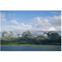 Small farming community along fjord, Seven Sisters range, Norway-Paper Art-50"x34"