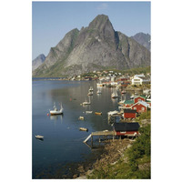 Norwegian fjord and  traditional fishing village, Lofoten Island, Norway-Paper Art-18"x26"