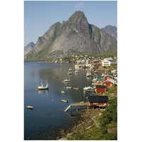 Norwegian fjord and  traditional fishing village, Lofoten Island, Norway-Paper Art-34"x50"