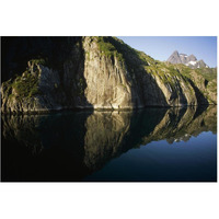 Norwegian fjord, glacial carved granite, Trollfjorden, Lofoten Island, Norway-Paper Art-62"x42"