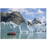 Tourists at glacier, southern Greenland Fjords, Prins Christian Sound, Greenland-Paper Art-26"x18"