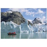 Tourists at glacier, southern Greenland Fjords, Prins Christian Sound, Greenland-Paper Art-32&quotx22"