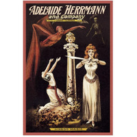 Magicians: Adelaide Herrmann and Company: Hindoo Magic-Paper Art-34"x50"