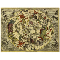 Maps of the Heavens: Haemisphaerium Stellatum Australe Antiquum-Paper Art-42"x32"