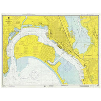 Nautical Chart - San Diego Bay ca. 1974-Paper Art-18"x14"