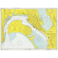 Nautical Chart - San Diego Bay ca. 1974-Paper Art-38"x29"