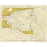 Nautical Chart - Nantucket Sound and Approaches ca. 1973 - Sepia Tinted-Paper Art-42"x34"